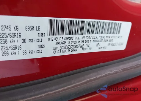 2012 Dodge Grand Caravan Sxt from USA, damaged, VIN 2C4RDGCG9CR157002